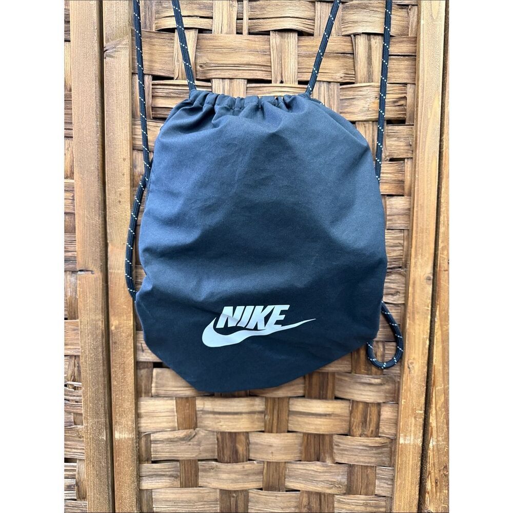Nike Black Drawstring Backpack with White Swoosh